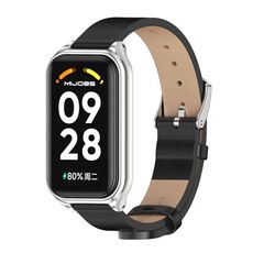 Per Redmi Band 2 Mijobs Cinturino in pelle PU in microfibra con guscio in metallo (argento nero)