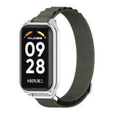 Per Redmi Band 2 Mijobs Cinturino in nylon traspirante con guscio in metallo (verde kaki argento)