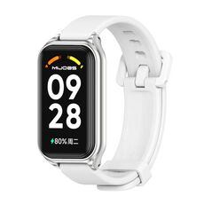 Per cinturino per orologio in silicone con guscio metallico Mijobs Redmi Band 2 (argento bianco)