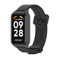 Per cinturino per orologio in silicone con guscio metallico Mijobs Redmi Band 2 (nero)