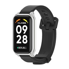 Per cinturino per orologio in silicone con guscio metallico Mijobs Redmi Band 2 (argento nero)