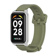 Per Redmi Band 2 Mijobs cinturino in silicone con guscio in metallo (verde militare argento)