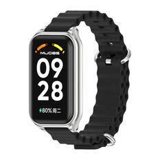 Per Redmi Band 2 Mijobs Metal Shell Ocean cinturino in silicone (argento nero)