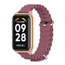 Per Redmi Band 2 Mijobs Metal Shell Ocean cinturino in silicone (vino rosso oro rosa)