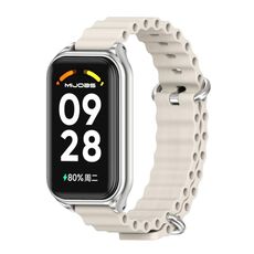 Per Redmi Band 2 Mijobs Metal Shell Ocean Cinturino in silicone (grigio argento)