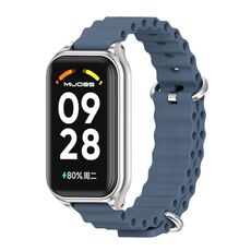 Per Redmi Band 2 Mijobs Metal Shell Ocean Cinturino in silicone (argento blu scuro)