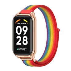 Per Redmi Band 2 Mijobs Cinturino in nylon traspirante con cinturino in metallo traspirante (oro rosa arcobaleno)
