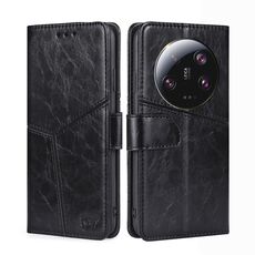 Per Xiaomi 13 Ultra 5G Custodia in pelle con cuciture geometriche (nero)