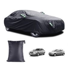 Copertura per auto con protezione solare antipioggia per auto in tessuto rivestito in argento 190T con striscia riflettente, taglia: XL