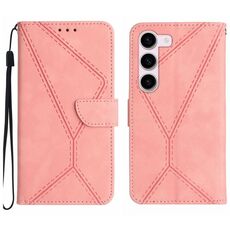 Per Samsung Galaxy S23+ 5G Custodia in pelle goffrata con cuciture (rosa)