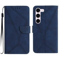 Per Samsung Galaxy S23 + 5G Custodia in pelle goffrata con cuciture (blu)