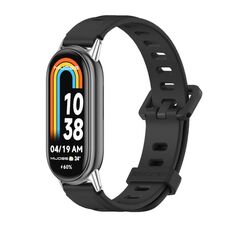 Per Xiaomi Mi Band 8 Mijobs Cinturino in silicone traspirante con foro piatto (nero + argento)