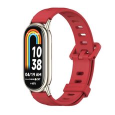 Per Xiaomi Mi Band 8 Mijobs Cinturino in silicone traspirante con foro piatto (rosso + oro chiaro)