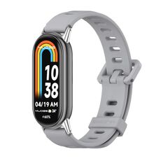 Per Xiaomi Mi Band 8 Mijobs Cinturino in silicone traspirante con foro piatto (grigio + argento)
