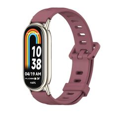 Per Xiaomi Mi Band 8 Mijobs Cinturino in silicone traspirante con foro piatto (vino rosso + oro chiaro)