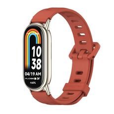 Per Xiaomi Mi Band 8 Mijobs Cinturino in silicone traspirante con foro piatto (arancione + oro chiaro)