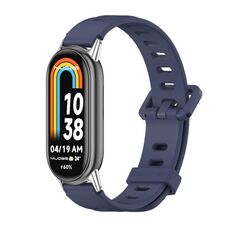 Per Xiaomi Mi Band 8 Mijobs Cinturino in silicone traspirante con foro piatto (blu notte + argento)
