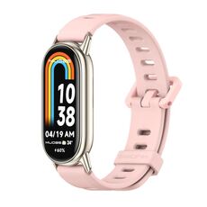 Per Xiaomi Mi Band 8 Mijobs Cinturino in silicone traspirante con foro piatto (rosa + oro chiaro)