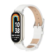 Per cinturino in pelle PU Xiaomi Mi Band 8 Mijobs in microfibra (argento bianco)