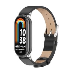 Per Xiaomi Mi Band 8 Mijobs cinturino in pelle PU in microfibra (argento nero)
