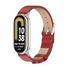 Per cinturino in pelle PU Xiaomi Mi Band 8 Mijobs in microfibra (argento rosso)