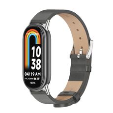 Per Xiaomi Mi Band 8 Mijobs cinturino in pelle PU in microfibra (grigio argento)