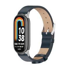 Per cinturino in pelle PU Xiaomi Mi Band 8 Mijobs in microfibra (argento blu)
