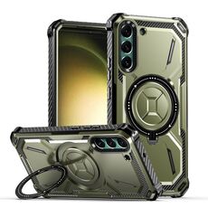 Custodia per telefono con supporto magnetico MagSafe per Samsung Galaxy S22 + 5G Armor Series (verde militare)