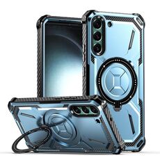 Custodia per telefono con supporto magnetico MagSafe per Samsung Galaxy S22 + 5G Armor Series (blu)