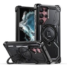 Custodia per telefono con supporto magnetico MagSafe per Samsung Galaxy S22 Ultra 5G Armor Series (nero)