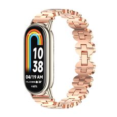 Per Xiaomi Mi Band 8 Mijobs Cinturino per orologio in acciaio inossidabile con catena in osso (oro rosa + oro chiaro)