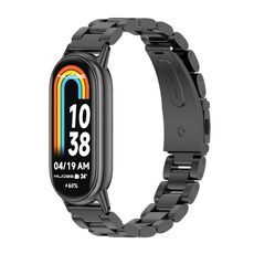 Per Xiaomi Mi Band 8 Mijobs Cinturino per orologio in acciaio inossidabile con tre perline (nero)