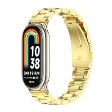 Per Xiaomi Mi Band 8 Mijobs Cinturino per orologio in acciaio inossidabile con tre perline (oro + oro chiaro)