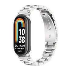 Per Xiaomi Mi Band 8 Mijobs Cinturino per orologio in acciaio inossidabile con tre perline (argento)