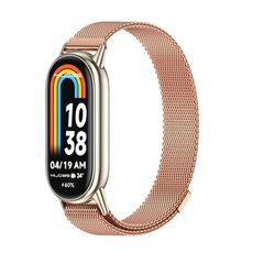 Per Xiaomi Mi Band 8 Mijobs Milan cinturino in metallo magnetico in acciaio inossidabile (oro rosa + oro chiaro)