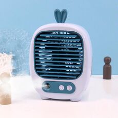1315 Spray Umidificazione Idratante Ventola per cartoni animati Ricarica USB Ventola da tavolo (Bunny Blue)
