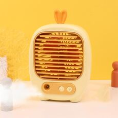 1315 Spray Umidificazione Idratante Ventola per cartoni animati Ricarica USB Ventola da tavolo (Bunny Yellow)