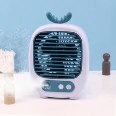 1315 Spray Umidificazione Idratante Ventola per cartoni animati Ventola da tavolo con ricarica USB (Deer Blue)