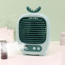 1315 Spray Umidificazione Idratante Ventola per cartoni animati Ricarica USB Ventola da tavolo (Deer Green)