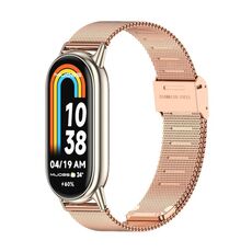 Per Xiaomi Mi Band 8 Mijobs Milan cinturino in metallo con fibbia in acciaio inossidabile (oro rosa + oro chiaro)