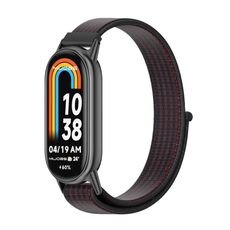 Per cinturino per orologio Xiaomi Mi Band 8 Mijobs in nylon traspirante (nero rosso)