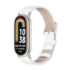 Per cinturino in vera pelle Xiaomi Mi Band 8 Mijobs (argento bianco)