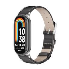 Per cinturino in vera pelle Xiaomi Mi Band 8 Mijobs (argento nero)
