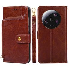Custodia per cellulare in pelle con cerniera Xiaomi 13 Ultra 5G (marrone)