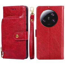 Custodia per cellulare in pelle con cerniera Xiaomi 13 Ultra 5G (rossa)