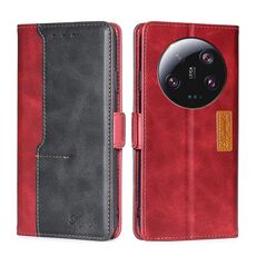 Per Xiaomi 13 Ultra 5G Custodia per telefono in pelle con fibbia laterale a contrasto di colore (rosso + nero)