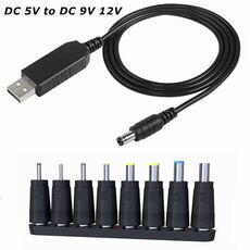Cavo convertitore di tensione USB da 5 V a CC 9 V 12 V CC con cavo regolatore di potenza del trasformatore di tensione step-up da 1 A con display a LED