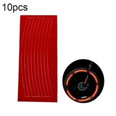10 adesivi riflettenti per cerchioni di biciclette, accessori per attrezzature da equitazione (rosso)