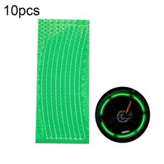 10 adesivi riflettenti per cerchioni di biciclette, accessori per attrezzature da equitazione (verde)