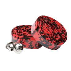 Cinturini per manubrio curvo per bicicletta mimetica (rosso nero)